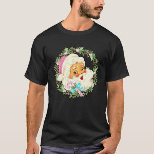 Camiseta Vintage Pink Papai Noel Rosa Design de Natal