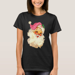 Camiseta Vintage Pink Papai Noel Rosa Design de Natal