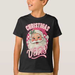 Camiseta Vintage Pink Santa Claus Pink Vibes de Natal Rosa 