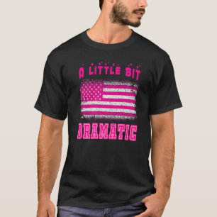 Camiseta Vintage Pink Usa Bandeira Um Pouco Dramática Mulhe