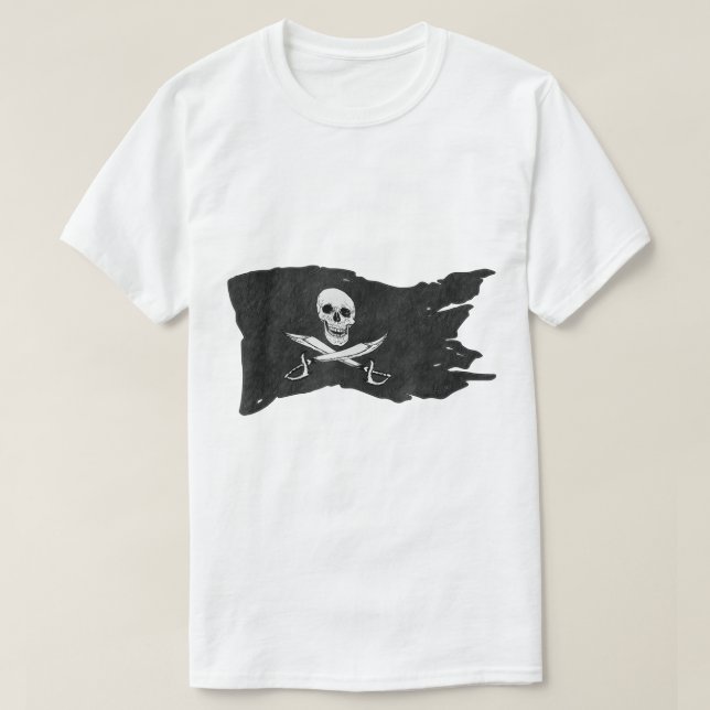 Camiseta Vintage Pirate Skull Flag Design (Frente do Design)