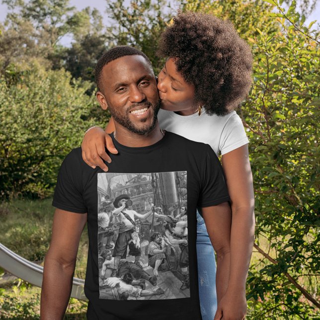 Camiseta Vintage Pirates Lutando e Bebendo no Navio (Criador carregado)