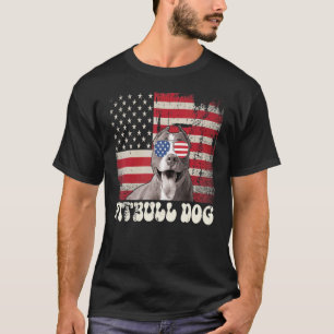 Camiseta Vintage Pitbull Óculos Sunglass America Flag Patri