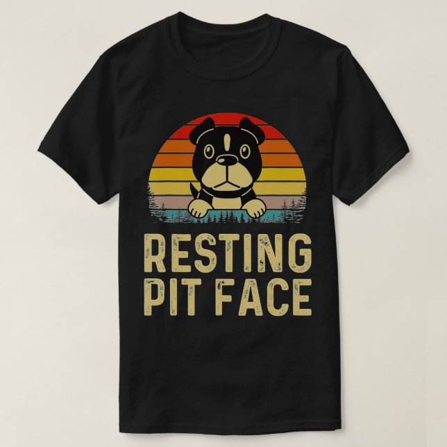 Camiseta Vintage Pitbull Resting Pit FaceFunny Pitbull Love (Frente do Design)