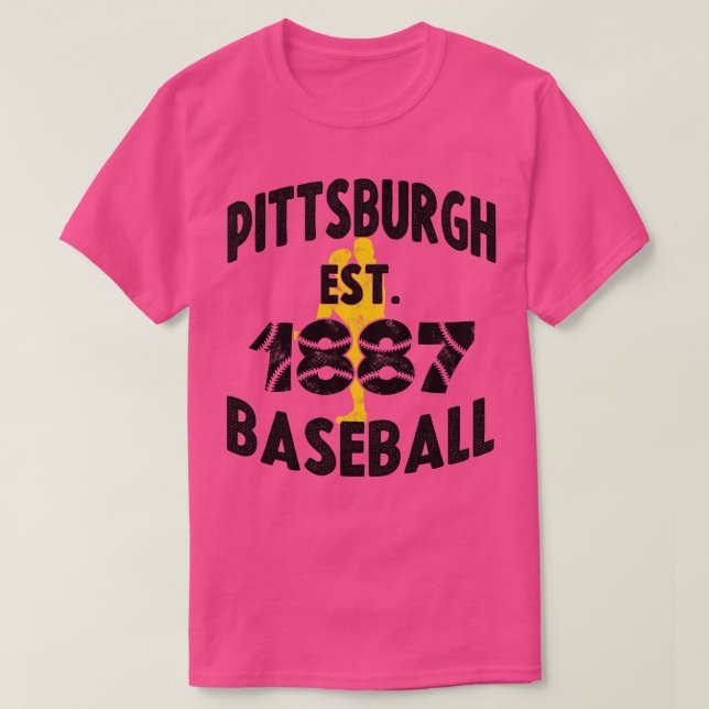 Camiseta Vintage Pittsburgh Baseball Est 1887 Baseball Pitc (Frente do Design)