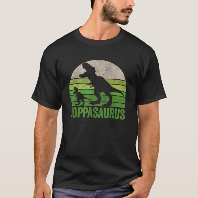 Camiseta Vintage Poppasaurus Pai Roupa Engraçado Poppa Dois (Frente)