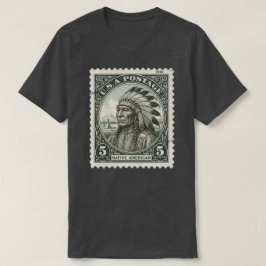 Camiseta Vintage Postage Stamp Chefe Nativo Americano