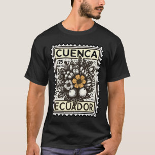 Camiseta Vintage Postage Stamp Flores Cuenca, Equador