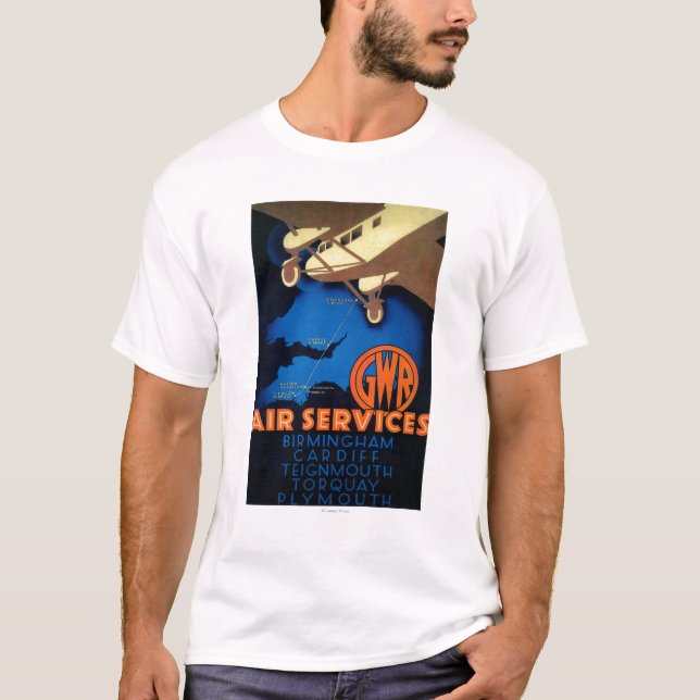 Camiseta Vintage PosterEurope dos serviços aéreos de GWR (Frente)