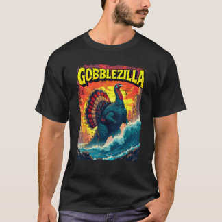 Camiseta Vintage Preto Gobblezilla Peru Humor  Unisex Adult