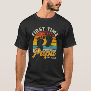 Camiseta Vintage Primeira Vez Papa EST 2022 Novos papais Pa