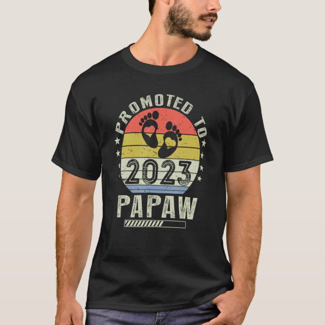 Camiseta Vintage Promoted To Papaw 2023 (Frente)