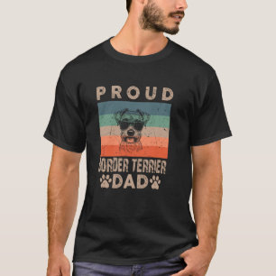 Camiseta Vintage Proud Border Terrier Pai Oferece Homens Ca