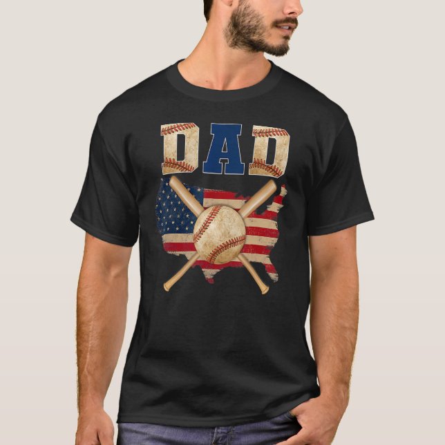 Camiseta Vintage Proud Dad Cool American Flag (Frente)