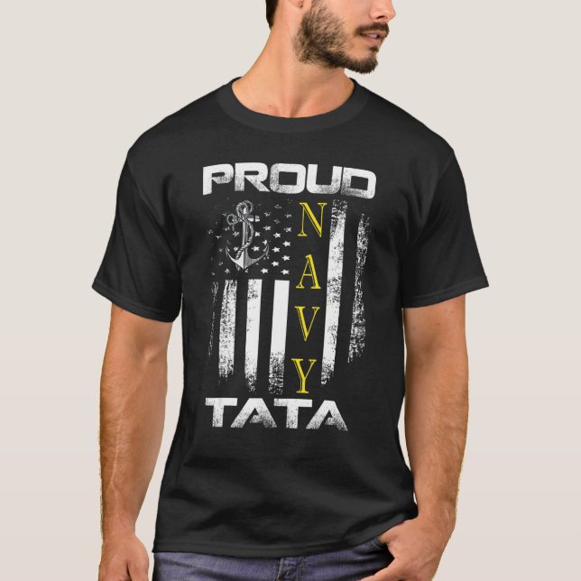 Camiseta Vintage Proud Navy Tata With American Flag (Frente)