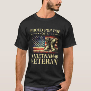 Camiseta Vintage Proud Pop Pop Vietnã Veterano EUA Flag 4Th
