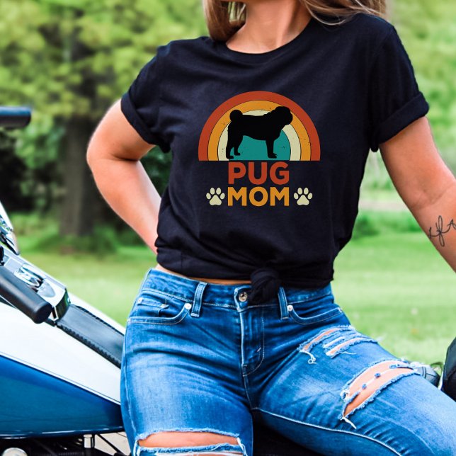 Camiseta Vintage Pug Dog Mãe Sunset (Criador carregado)