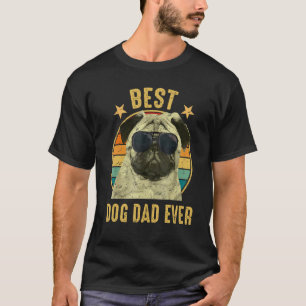 Camiseta Vintage Pug Pai Óculos Melhor Pai De Cachorro Nunc