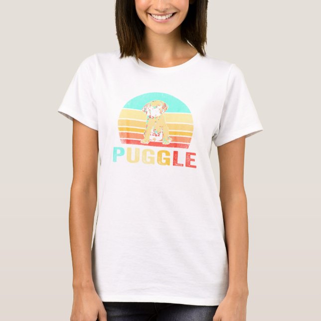 Camiseta Vintage Puggle Dog Sunset (Frente)