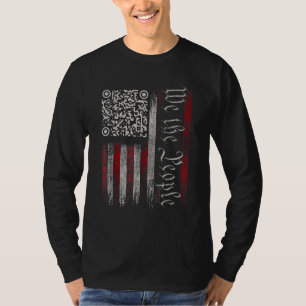 Camiseta Vintage QR America Flag Funny Trump Dance Code