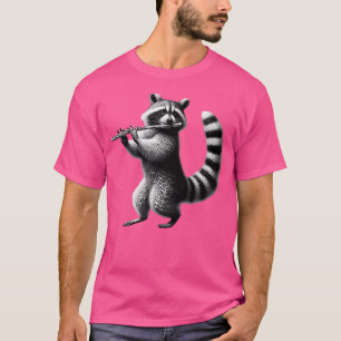 Camiseta Vintage Raccoon Jogando Flute Flutist Flute Player