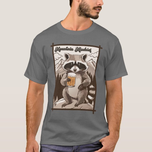 Camiseta Vintage Raccoon Mountain MisHead Outdoor Vibes (Frente)