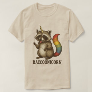 Camiseta Vintage Raccoonicorn   Cauda Arco-íris Mapache Uni
