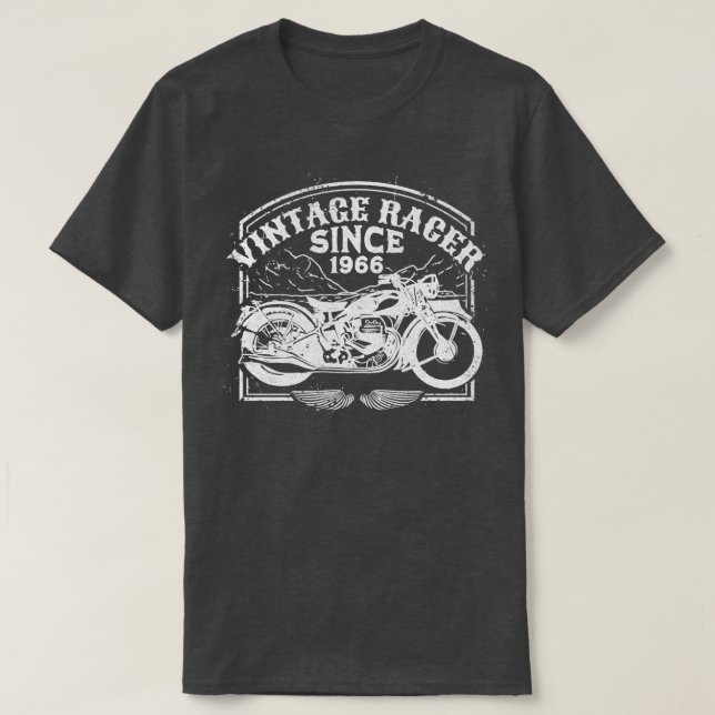 Camiseta Vintage Racer Desde 1966, Motorcyc (Frente do Design)