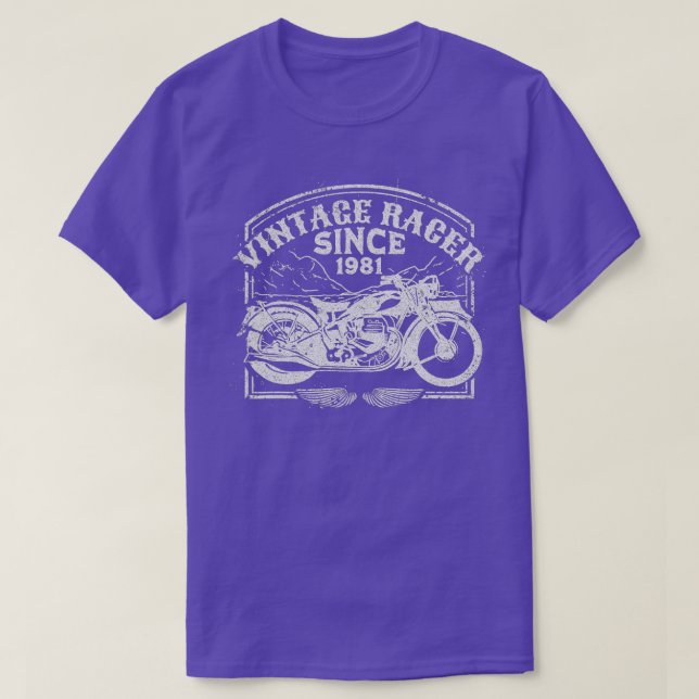 Camiseta Vintage Racer Desde 1981, Motorcyc (Frente do Design)