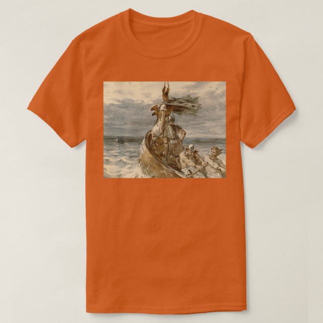 Camiseta Vintage Raiding Vikings Painting 1873 (Frente do Design)