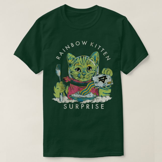 Camiseta Vintage Rainbow Kitten Surpresa (Frente do Design)