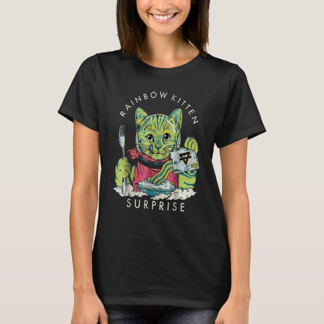 Camiseta Vintage Rainbow Kitten Surprise Cat (Frente)