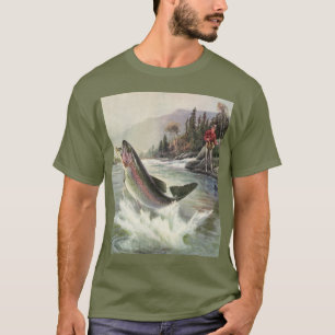 Camiseta Vintage Rainbow Trout Pescador Pesca de Peixes