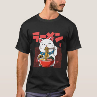 Camiseta Vintage Ramen Luck - Maneki Neko Cat Noodles Kawai