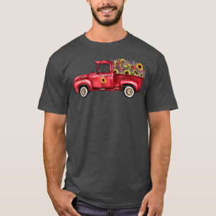 Camiseta Vintage Red Fazenda Caminhão Girassóis