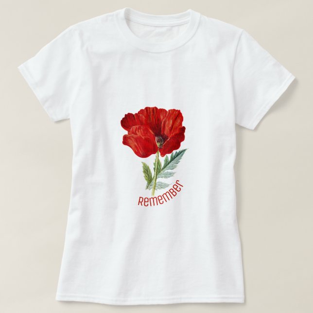 Camiseta Vintage Red Poppy Veterans Dia Lembre-se (Frente do Design)