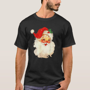 Camiseta Vintage Red Santa Claus Design de Natal Vermelho
