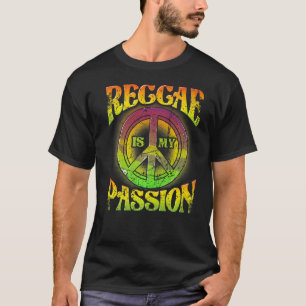 Camiseta Vintage Reggae Music Peace Symbol Graphic Artwor