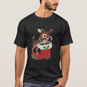 Camiseta Vintage Reindeer Baby Deer Engraçado Papais noeis