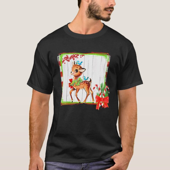 Camiseta Vintage Reindeer Design de Natal (Frente)