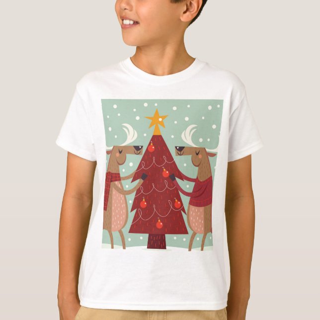 Camiseta Vintage renas Natal (Frente)
