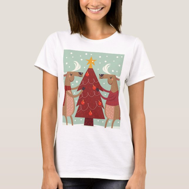 Camiseta Vintage renas Natal (Frente)