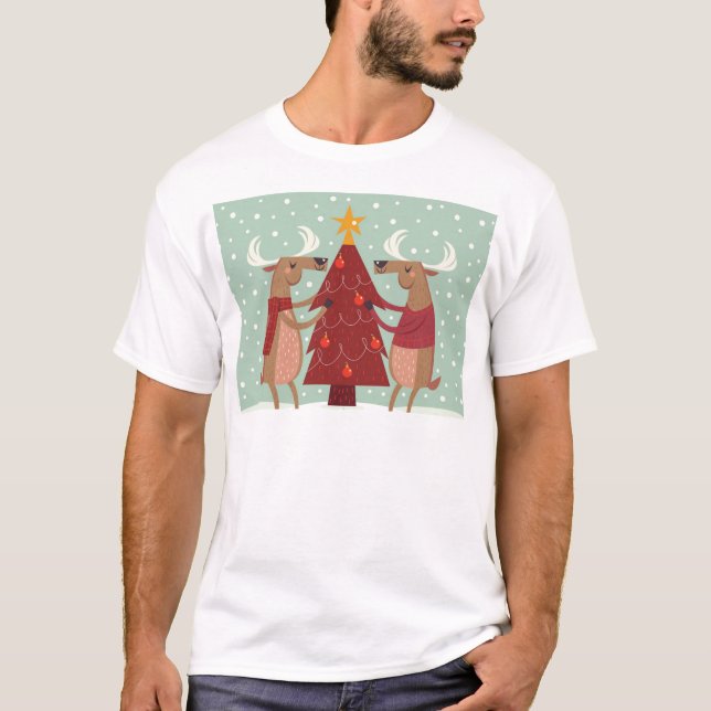 Camiseta Vintage renas Natal (Frente)