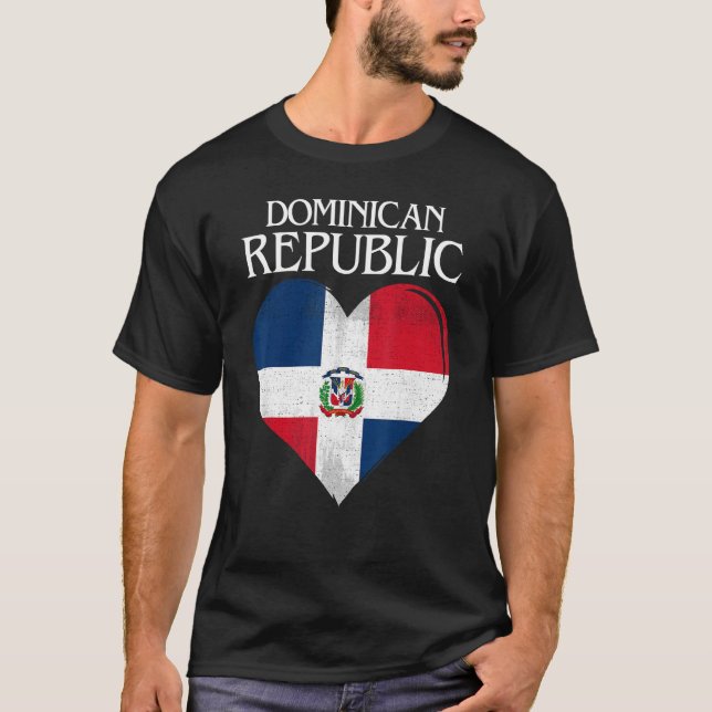 Camiseta Vintage República Dominicana Flag Heart (Frente)