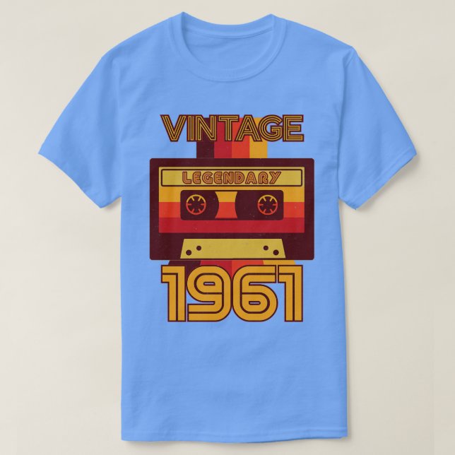 Camiseta Vintage Retro 1961 Legendary Cassette Tape (Frente do Design)