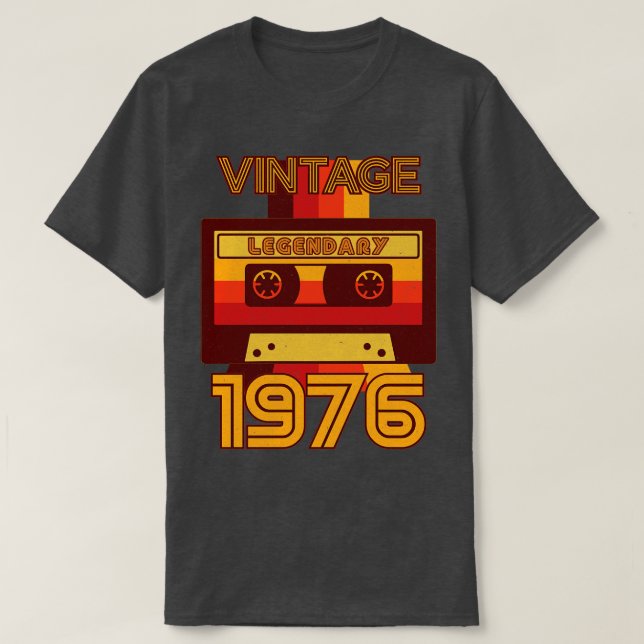 Camiseta Vintage Retro 1976 Legendary Cassette Tape (Frente do Design)