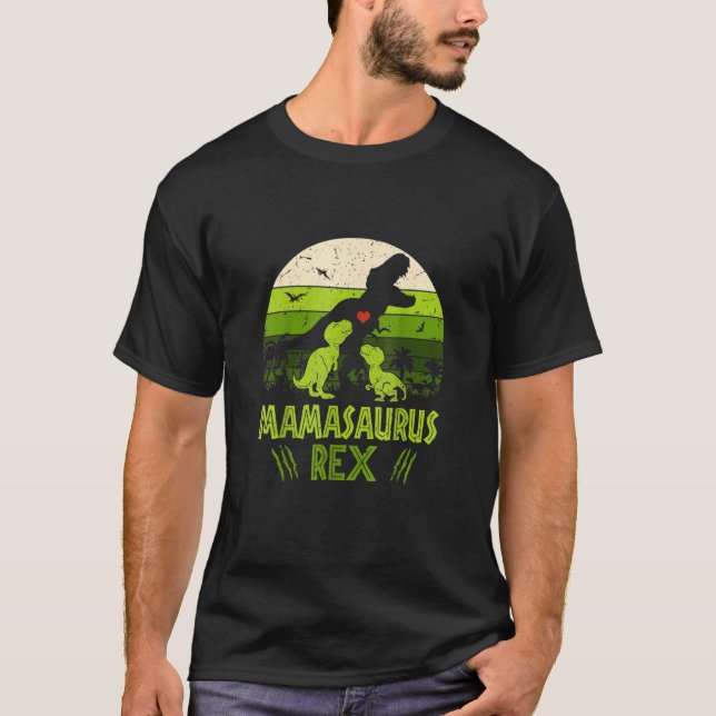 Camiseta Vintage Retro 2 Kids Mamasaurus Dinosaur (Frente)