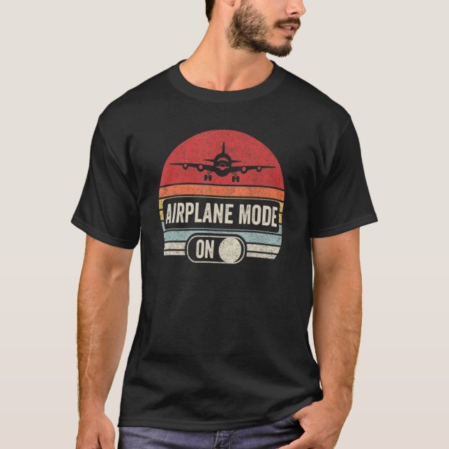 Camiseta Vintage Retro Airplane Mode Pilot (Frente)