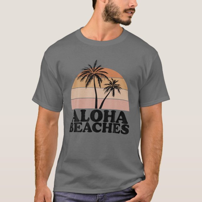 Camiseta Vintage Retro Aloha Beaches Vacinação Tropical de  (Frente)
