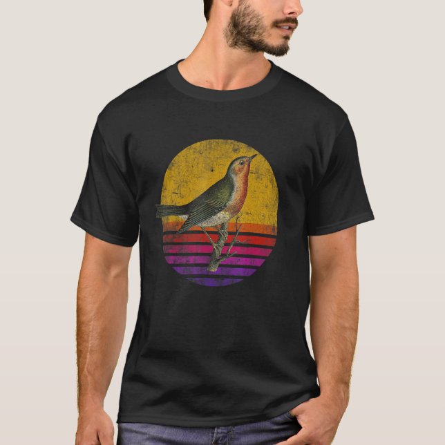 Camiseta Vintage Retro American Robin Bird (Frente)